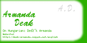 armanda deak business card